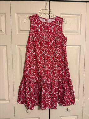 Source Unknown Red Floral Sleeveless Midi Dress